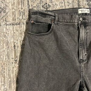 Abercrombie Black Ankle Straight Ultra High Rise Jeans